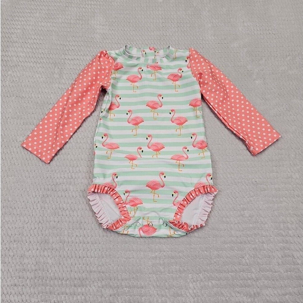 Sugar House Swimsuit Girls 2T Flamino Long Sleeve One Piece Ruffles